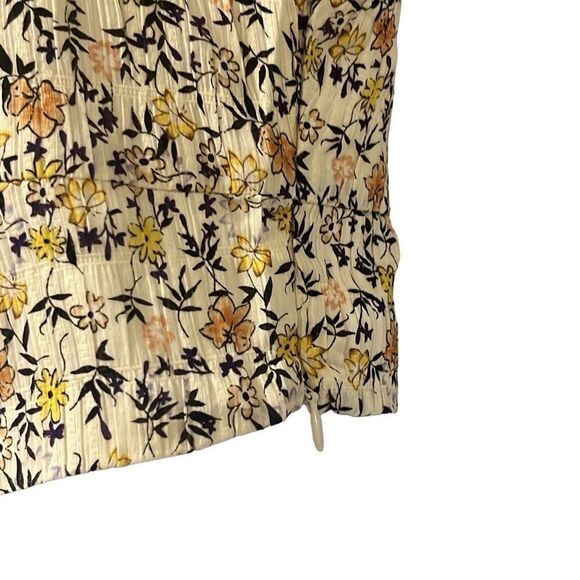 Minkpink Surrey Crop Top Cream Yellow Floral Side Zip Smocked Medium NWT Boho - Picture 6 of 12
